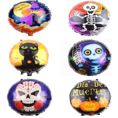 10pcs/lot 18inch Halloween Round Foil Balloons Boo Square Helium Ball Skull Inflatable Toys Bat Globos Ghost Party Supplies