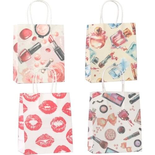 40pcs/lot Kraft Paper Bag with Handles 21*15*8cm Festival Gift Bags for Wedding Baby Birthday Party