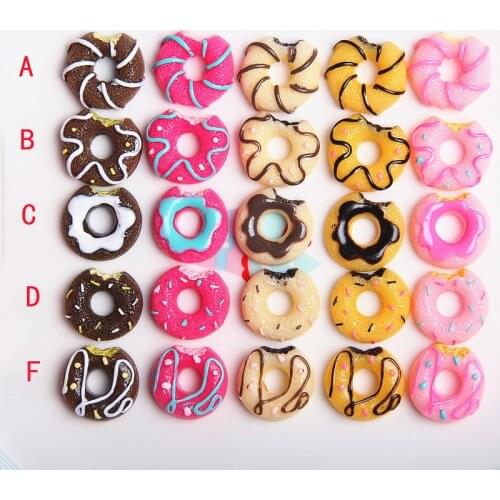 10Pcs Cute Cream Donuts Resin Decoration Crafts Flat back Cabochon Simulation Fake Food DIY Handmade Phone Hair Accessories