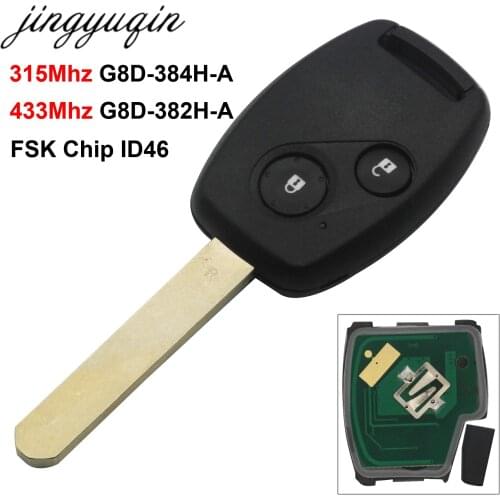 10X 433.9/315Mhz Car Remote Key for Honda Accord Element CR-V HR-V Fit City Odyssey Shuttle Civic G8D-382H-A/G8D-384H-A