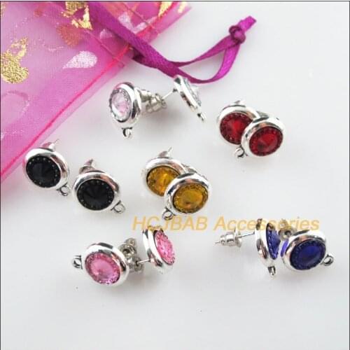 12Pcs Tibetan Silver Round Mixed CatEye Wire Earrings Hooks Findings 11.5x14.5mm