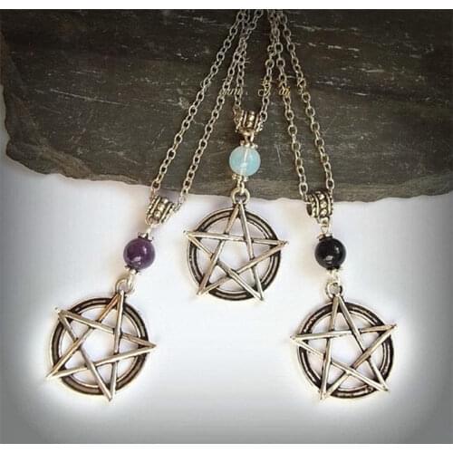 3 Pcs/Set Pagan Wicca Beads Pentagram Witch Pentacle Necklace Wiccan Pendant Jewelry For Women Party Gift Gothic jewelry