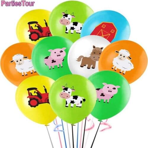 30Pcs 12inch Farm Animal Helium Balloons Farm Animal Theme Latex Baloons Baby Shower Decorations Kids Birthday Party Supplies