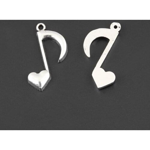 30pcs Silver Color 26x16mm Music Notes Charms Symbol Pendant Fit DIY Jewelry Making Handcrafted Accessories