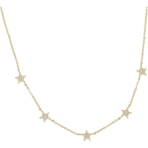 7 pcs star cz tiny mini star charm link chain Vermeil gold filled 925 sterling silver classic trendy necklace