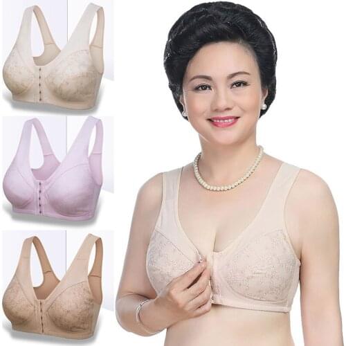 Bra For Women Elderly Mothers' Underwear Famale Lingerie Bra Without Bones Front Buckle Cotton Comfortable Intimates Accessories