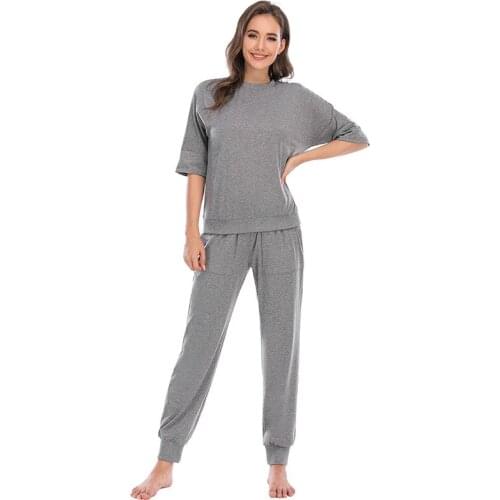 Spring Autumn Womens Pajamas Mid-sleeve Trousers Two-piece Suit Home Wear Pajamas for Women Pyjamas Women Sleep Tops Sleepwear