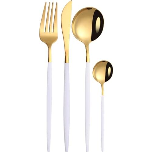 Home Dinnerware Set Gold 18/10 Stainless Steel Cutlery Set Fork Spoon Knife Dishwasher Safe Silverware Flatware Set Dropshipping