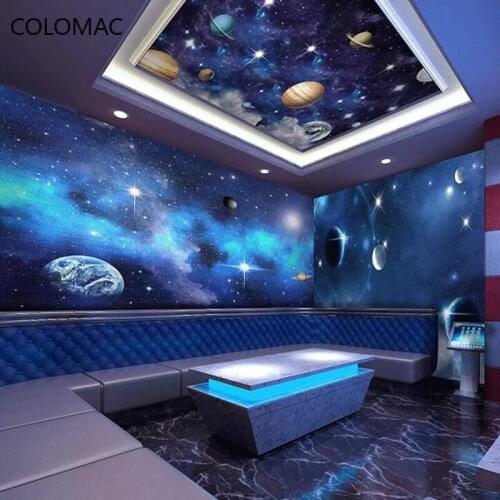 Colomac Custom Space Capsule Theme Background Wallpaper Starry Sky Mural Home Wall Stickers for Decoration Drop Shopping
