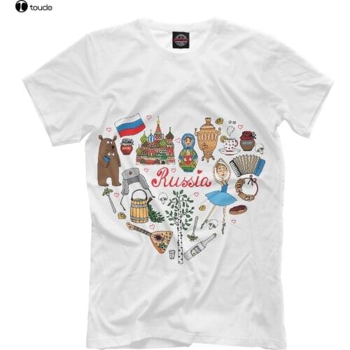 Short Sleeve Printed T-Shirt Russia New T-Shirt Symbols Moscow Kremlin Siberia Vodka Cool Designe Hqbob Marley T Shirts