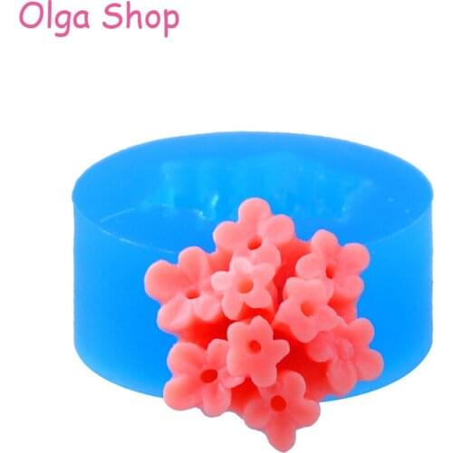 HYL022 Kawaii Flower Silicone Push Mold - Jewelry, Charms, Cupcake (Clay Epoxy Casting Resins Wax Gum Paste Fondant)