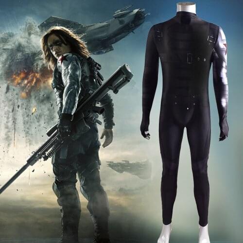 Kids Adult Superhero Bucky Barnes Cosplay Costumes Jumpsuit Superhero Zentai Halloween Catsuit Bodysuit