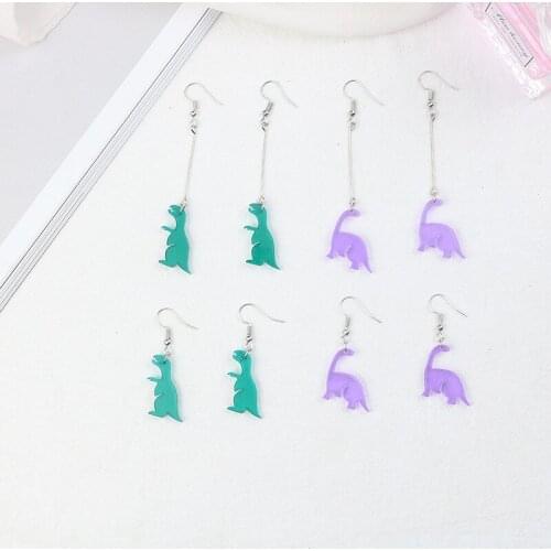 1Pair Cute Colorful Animal Acrylic Little Dinosaur Earrings for Girls Women Children Birthday Gift Lovely Jewelry
