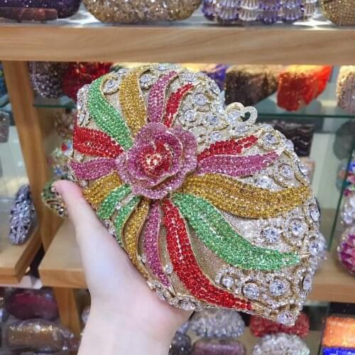 Multicolor Full Of Rhinestones Women Evening Bags Metal gold Crystal Wedding Handbags Chain Shoulder Clutch Purse Bag wallet