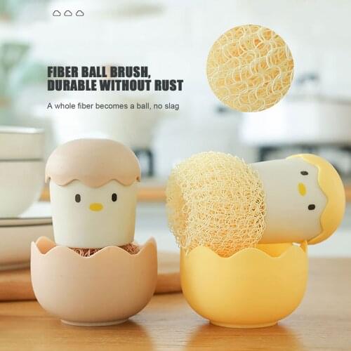 Cartoon Chicken Cleaning Brush Kitchen Cute Handle Washing Pot Cleaning Ball Creative Eggshell Chick Household Scouring Pad