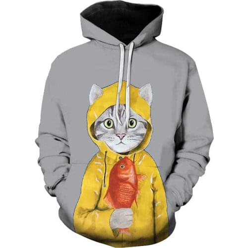 Cats 3d Print men hoodie Cartoons Crewneck Clothes Vintage Loose Sweatshirt Street Hip Hop oversized Hoodie