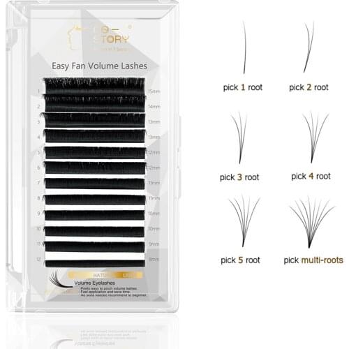 Costory Eyelash Extension Volume Cluster 2D-20D Easy Fan Lashes C D Curl Wholesale Private Label False Mink Eyelashes