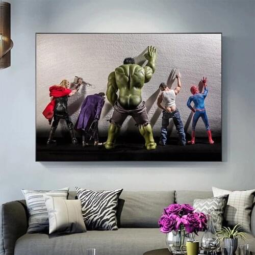 Funny Marvel Avengers Superhero Paintings Canvas Painting Poster and Print Cuadros Wall Art Picture for Living Room Home Decor
