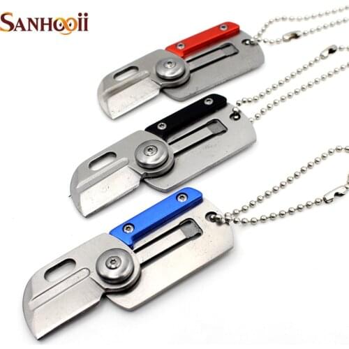 SANHOOII Portable Folding Blade Knife Key Ring Chain For Outdoor sport Camping Mini Survival Tool Pocket Knife