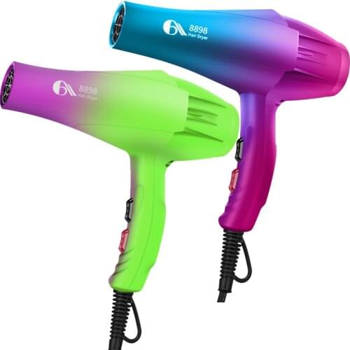 Hair Salon Professional Powerful Hair Dryer Barber Shop 2400W Two Air Collecting Nozzles 6 Gears Adjustment Blow Dryer Black