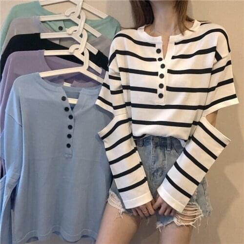 Hstar Pullovers Women Hollow Out Colorful Loose Button Korean Style Fashion Simple Students Knitted Sweaters Female New Autumn