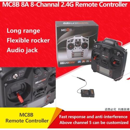 Microzone MC8B 2.4G 8CH Remote Control Transmitter & MC8RE 8CH Receiver radio system for RC aircraft fixed-wing helicopter drone