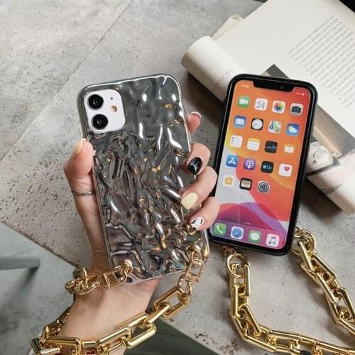 Luxury 3D Tinfoil Soft Electroplated Mobile Case With Gold-Plated Bracelet for iPhone 12 11 Pro Max X Xs XR 6 7 8 Plus