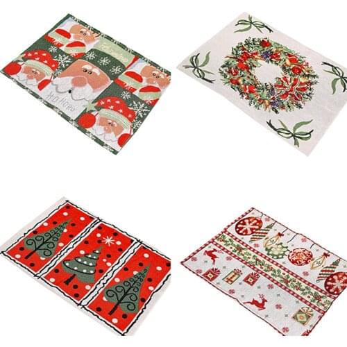 Dining Table Decoration Christmas Placemats Non Slip Heat-Resistant Rectangle Holiday Table Place Mats