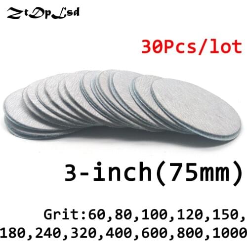 ZtDpLsd 30 Pc/lot Dry Grinding 3 Inches 75MM Abrasive Paper Flocking Sandpaper Pad Sanding Disc Electric Grinder Accessories