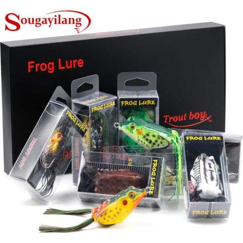 Sougayilang 6Pcs or 9Pcs Frog Fishing Lure Hollow Body Frog Topwater Soft Baits Lures for Bass Pike Silicone Artificial Wobblers