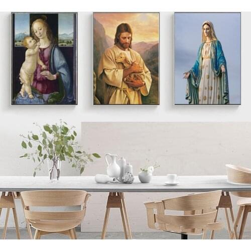 Madonna Mary Modern Sofa Background Wall Decorative Painting Canvas Poster For Living Room Bedroom Dining Room Wall Decor