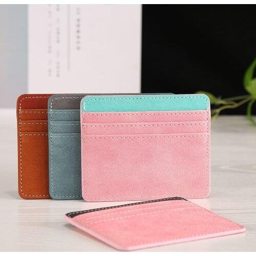 PU Leather ID Card Holder Candy Color Bank Credit Card Gift Box Multi Slot Slim Card Case