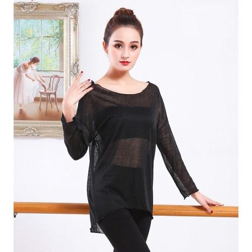 Adult Loose Oriental Latin Yoga Dance Top Transparent Blouse Shirt Costume for Sale Women Dancing Clothes Dancer Wear Clothing