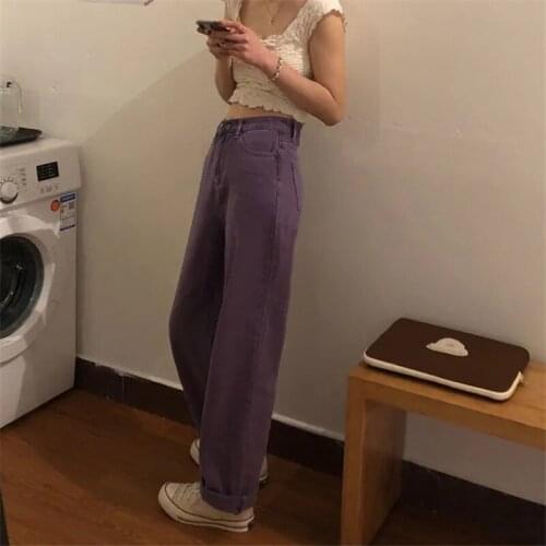 Vintage Purple Womens Fashion Jeans Plus Size Wide Leg Jeans Pants Women 2021 New High Waist Low Waist Loose Straight Y2k Pants