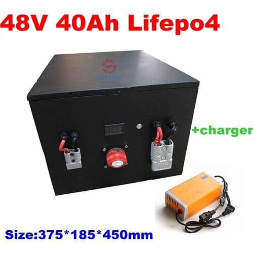 Deep cycle waterproof metal case Lifepo4 48V 40Ah battery for 48V RV UPS Solar Energy Storage system +10A Charger