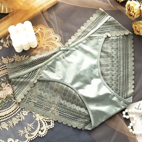Sanderala 1pcs Women Lace Panties Cotton Crotch Seamless Female Middle Waist Sexy Breathable Translucent Ladies Underpants