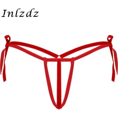 Women Erotic Micro Lingerie Mini Underwear Low Rise Tie-Side T-Back Hot Sexy Mini G-String Thong Bikini Briefs Sex Underwear