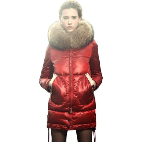 Winter thicker warm fluffy real fur coat 90% down coats female windproof ankle length warm duck down outerwear F233