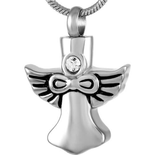 Stainless Steel Angel Fairy Memorial Urn keepsake Cremation Pendant Necklace for Ashes Jewelry