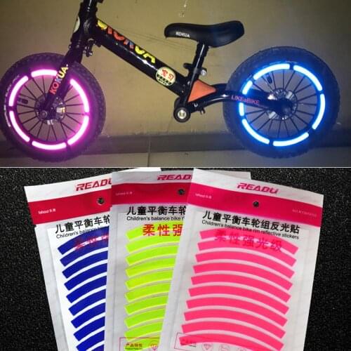 10Pcs Childrens Balance Bike Reflective Sticker Tape Safety Waterproof Bike Rim Wheel Decals Conspicuity Night Warning Tapes