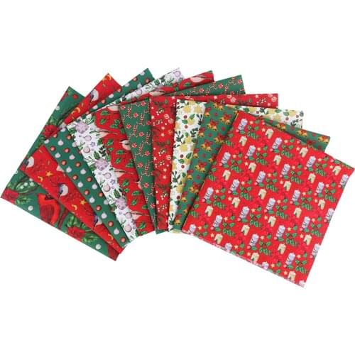 10x Christmas Cotton Fabric Printed Cloth Sewing Quilting Fabrics Patchwork Needlework DIY Dress Apron Crafts 20x20inch/50x50cm