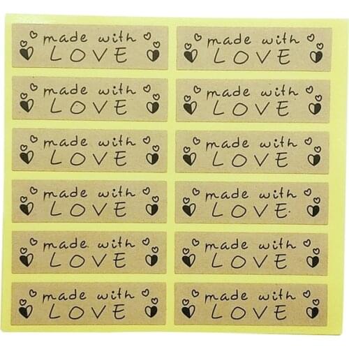 120 Pcs/lot Vintage Kraft paper stickers Handmade With Love Sticker Label DIY Hand Made For Gift Cake Baking Sealing Sticker