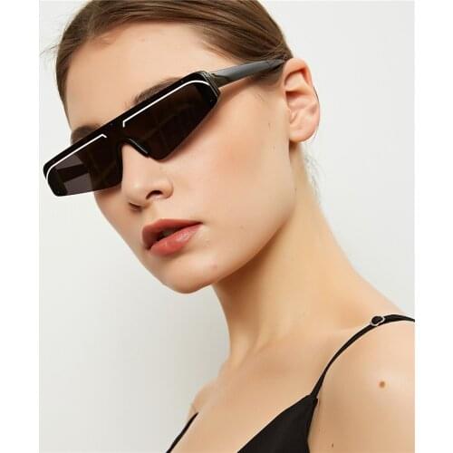 3 Angular Cat Eye Sunglasses Women Pink Film Rimless Glasses Party Personality Sun Glasses Men Fashion Eyewear 2021 Luxury Brand