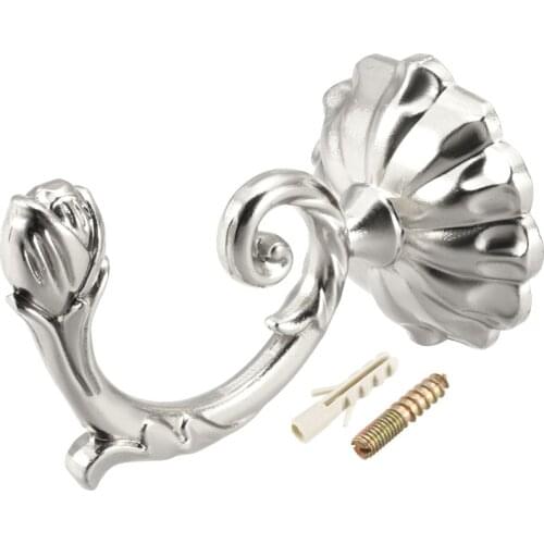 Uxcell 4Pcs Decorative Curtain Drapery Holdback Hook Silver 70X45X50mm to kitchen, living room, bedrooms, bathrooms etc