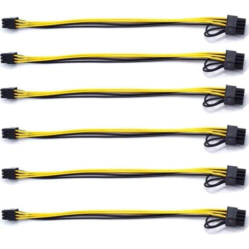 6 Pin Male to 8(6+2) Pin Male PCIe Adapter Power Cable Server PCI Express Extension Cable 24 Inches
