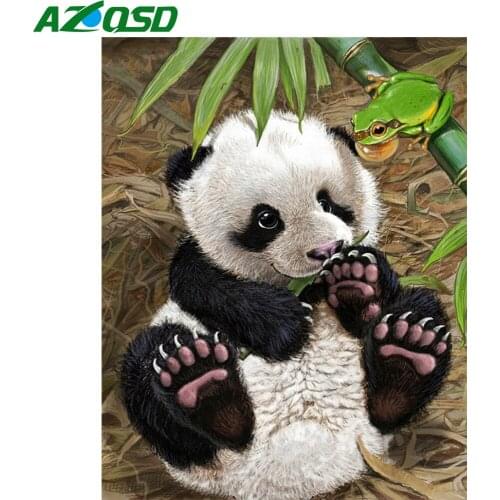 AZQSD Diy Diamond Embroidery Panda Cross Stitch Kits Needlework 5d Diamond Painting Animal Mosaic Home Decor