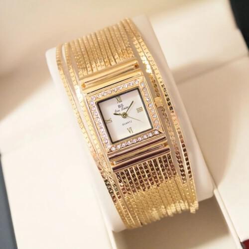 Woman Watches 2019 Brand Luxury Dress Women Wrist Watch Square Gold Ladies Watches Diamond Watches For Women Montres Femme 2019