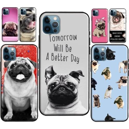CUTE PUPPY PUG DOG MOPS Case For iPhone XR X XS Max SE 2020 6S 8 7 Plus Coque For iPhone 12 mini 11 Pro Max