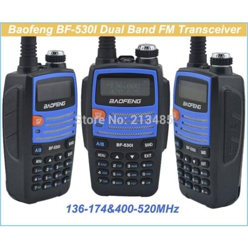 Color Blue baofeng BF-530I 136-174MHz & 400-520MHz Dual Band 5W/1W 128CH FM 65-108MHz with Free Earphone Portable Two-way Radio