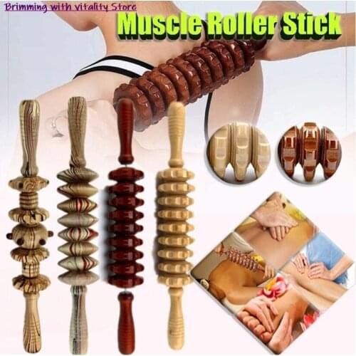 1PCS Full Body Muscle Massager Wood Roller Stick Trigger Point Recovery Tool Deep Relax Gear Massage Stick